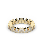 4 Carat Yellow Gold Heart Shape Eternity Ring/Band With Bezel Setting.
